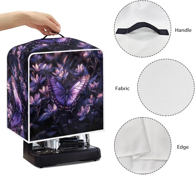 Coffee Machine Covers with Top Handle Purple Butterfly Washable Dust - Image 5