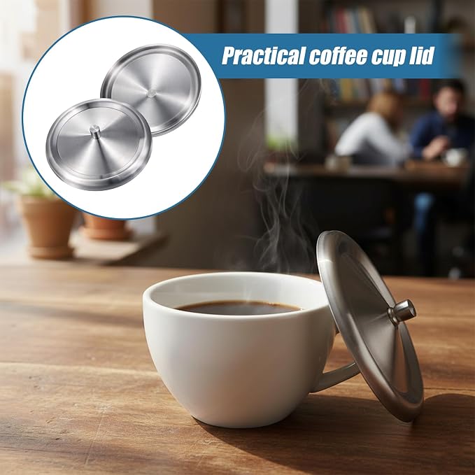2 Pcs Stainless Steel Cup Cover, Cup Lids, Dust Cover Mug Lid, Home Round Tea - Image 5