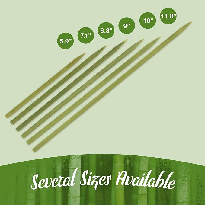 BambooMN Flat Sticks Bamboo Kebab Food Drink Skewers - Image 3