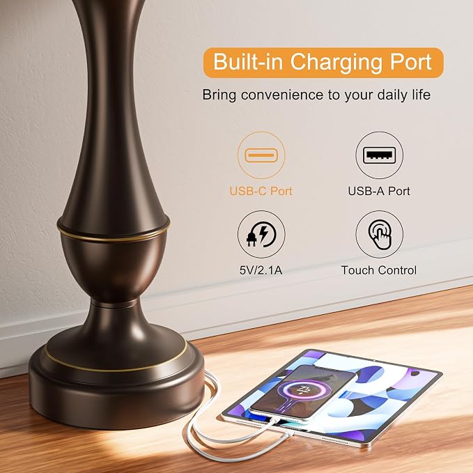 Seealle Upgraded Touch Lamps for Night Stands Set of 2 - Image 3