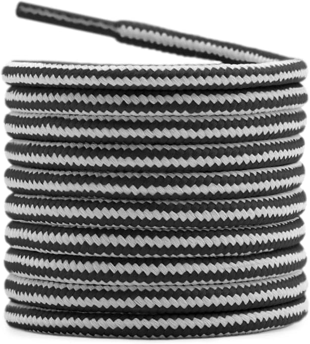 DELELE 2 Pair Round Boot Laces Outdoor Hiking Walking Shoelaces Dual Coloured by DELELE