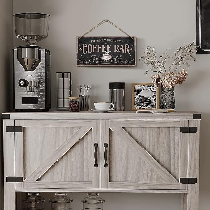 Heuhuww Freshly Brewed Coffee Bar Sign 6"x12" Retro Plaques - Image 2