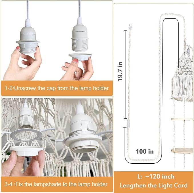 YKBU Macrame Plant Hanger Shelf Hanging Rope Shelf Indoor - Image 7