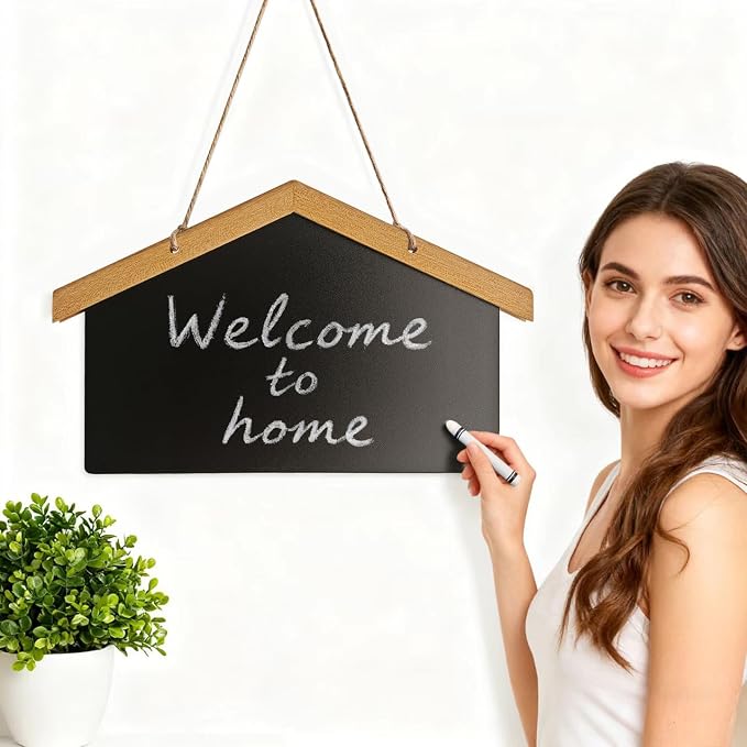 Chalkboard, House Design, 8.35"x13.46" Small Chalkboard Sign, Double Sided Use by Unknown