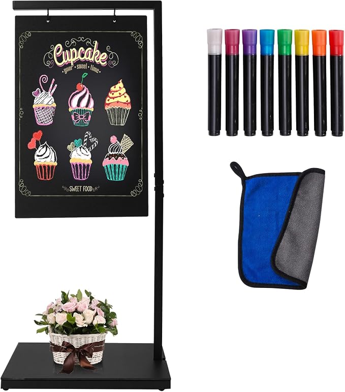 Pubell Chalkboard Signs with Stand, Double-Sided Hanging Outdoor Chalkboard Sign by Pubell