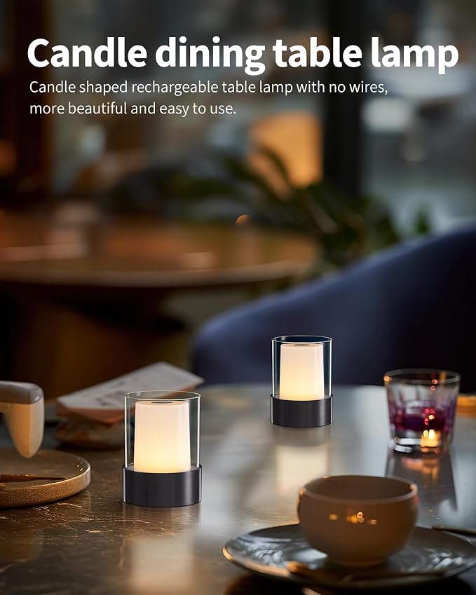 LED 4" Mini Cordless Table Lamp 2 Pack, Outdoor Waterproof Lamp, Rechargeable - Image 8