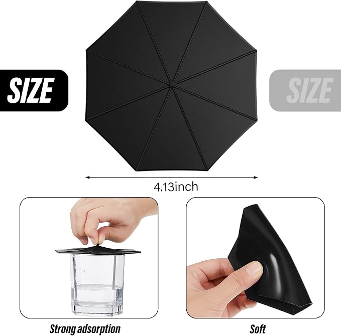 Patelai 6 Pcs Silicone Cup Covers 4.13 Inch Umbrella Coffee Cup Lid Reusable - Image 2