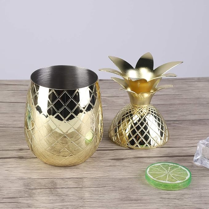 Cocktail Shaker, Stainless Steel Cocktail Shaker Gold Pineapple Shaker Cocktail - Image 4