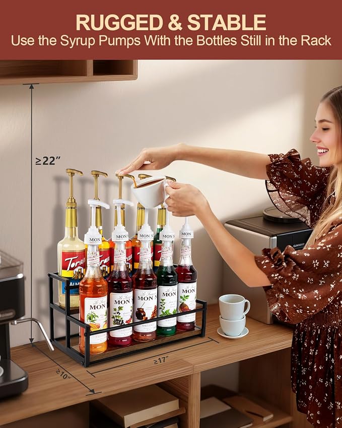 2 Pack Coffee Syrup Organizer Stand, 2-Tier Syrup Holder Rack - Image 2