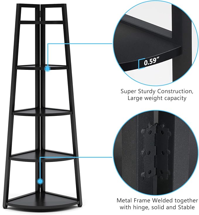 Tribesigns 70 inch Tall Corner Shelf, 5 Tier Modern Corner Bookshelf Bookcase - Image 7