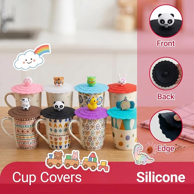 8 Pcs Silicone Cup Covers, Colorful Anti-Dust Coffee Cup Lid Covers - Image 2