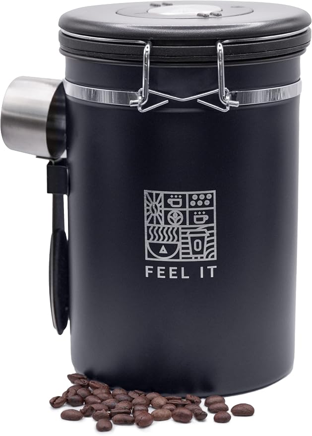 Stainless Steel Coffee Canister - 21oz Airtight Kitchen Food Storage Container by AlpacaVentures