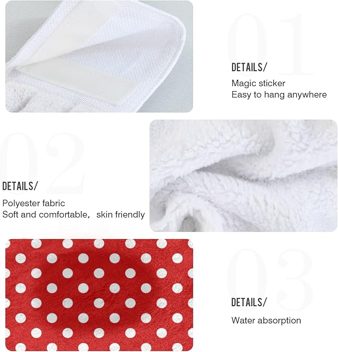 Dussdil Red White Polka Dot Kitchen Hanging Towel 12 x 17 in, Bath Hand - Image 3