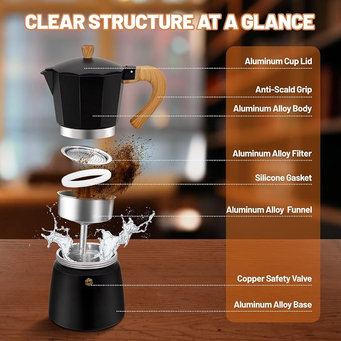 3 Cup Aluminum Espresso Stovetop Moka Pot Express Coffee Maker Percolator - Image 3