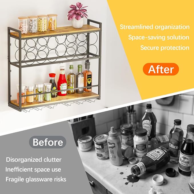 Dokser Wine Rack Wall Mounted Horizontal Bottle Holder, Wall Wine Rack - Image 3