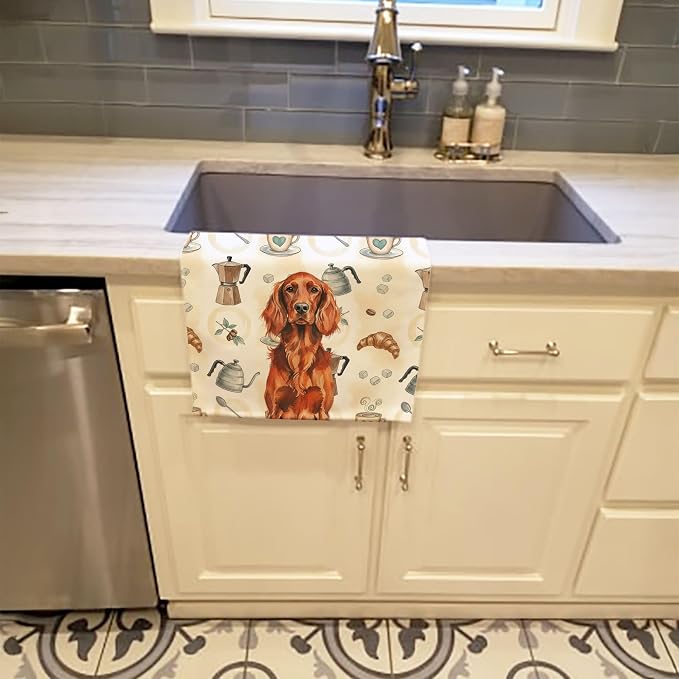 Caroline's Treasures Irish Setter Coffee Bar Kitchen Towel Velour Plush Front - Image 2