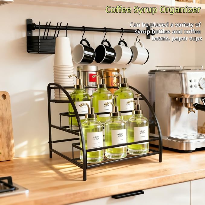 Cididu Coffee Syrup Organizer Rack, 9-12 Bottles Syrup Stand Holder - Image 5