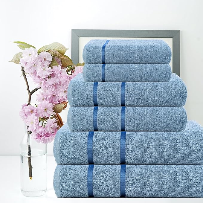 CASA COPENHAGEN Eternal 6Pcs 100% Egyptian Cotton Large Designer Towels Gift - Image 2