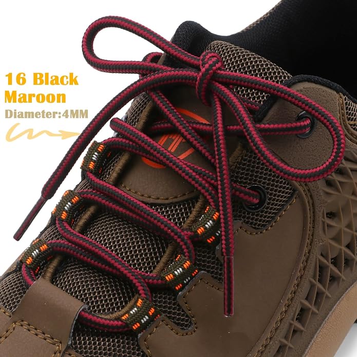 DELELE 2 Pair Round Boot Laces Outdoor Hiking Walking Shoelaces Dual Coloured - Image 2