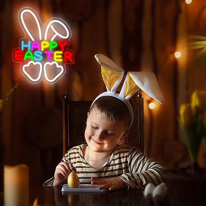 Happy Easter Neon Sign for Wall Decor Easter Bunny Neon Light for Man Cave Kids - Image 6