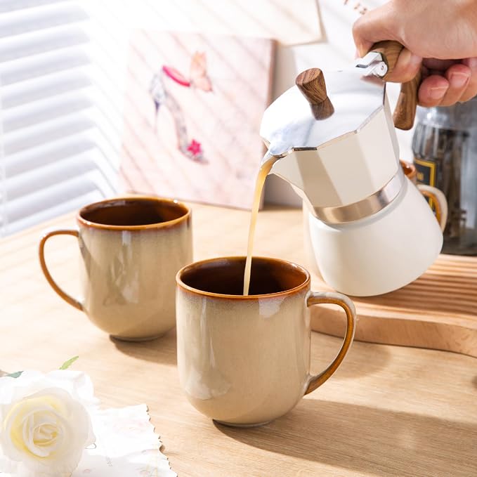 LERATIO 12OZ Ceramic Coffee Mugs Set of 6, Large Porcelain Coffee Cups - Image 6
