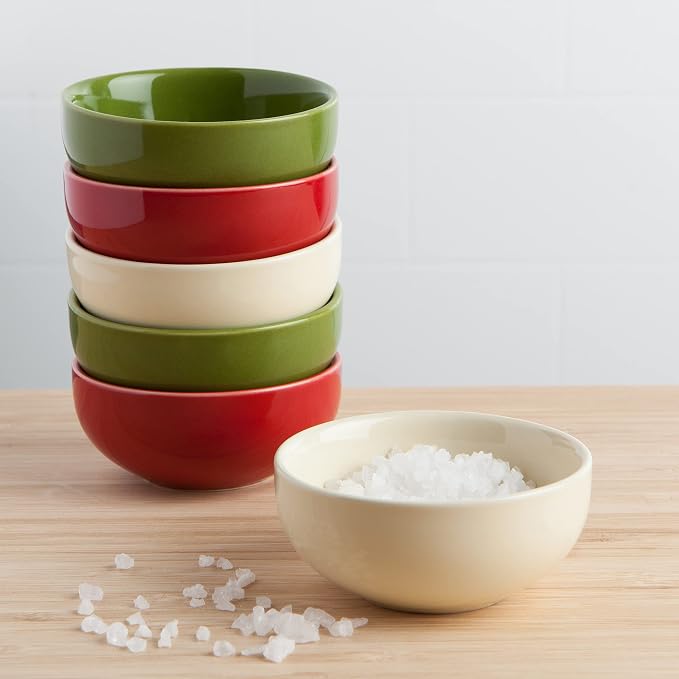Now Designs Christmas Decor Ceramic Pinch Bowl Set, Soy Sauce Dish, 2 oz - Image 2