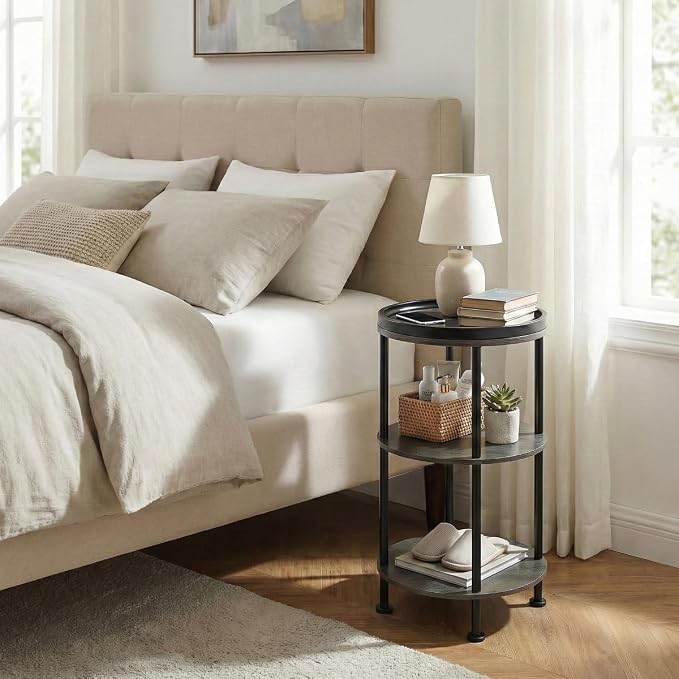 Small Round Side Table, Rustic Grey End Table - Image 7