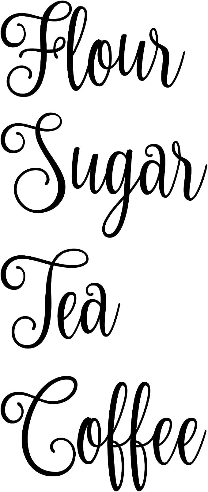 Set of 4 Canister Labels Vinyl Stickers Kitchen Flour Sugar Tea Coffee Die Cut by MinglewoodTrading