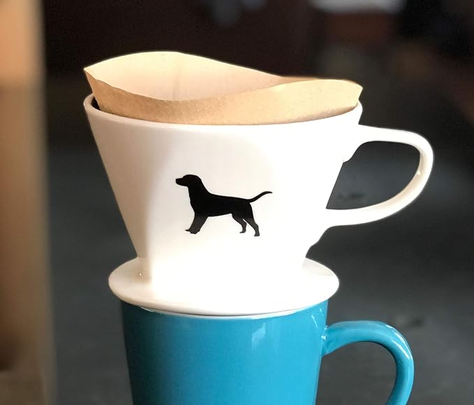Simply Charmed Black or Golden Lab Coffee Pour Over Single Cup Ceramic Brewer - Image 2