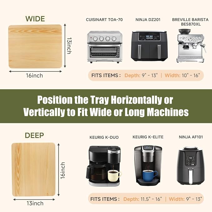 360° Rolling Tray for Coffee Maker, Sliding Tray Countertop Appliance Slider - Image 3