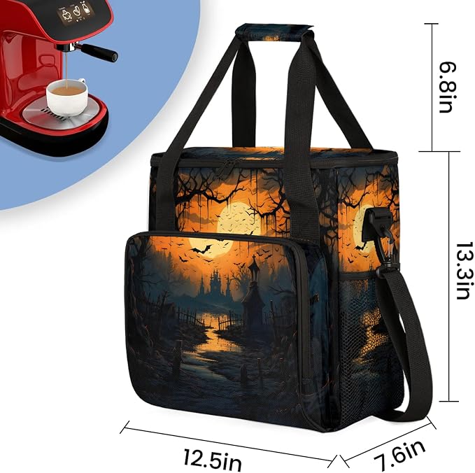 Halloween Yellow Coffee Maker Carring Bag, Large Insulated Storage Organizer - Image 2