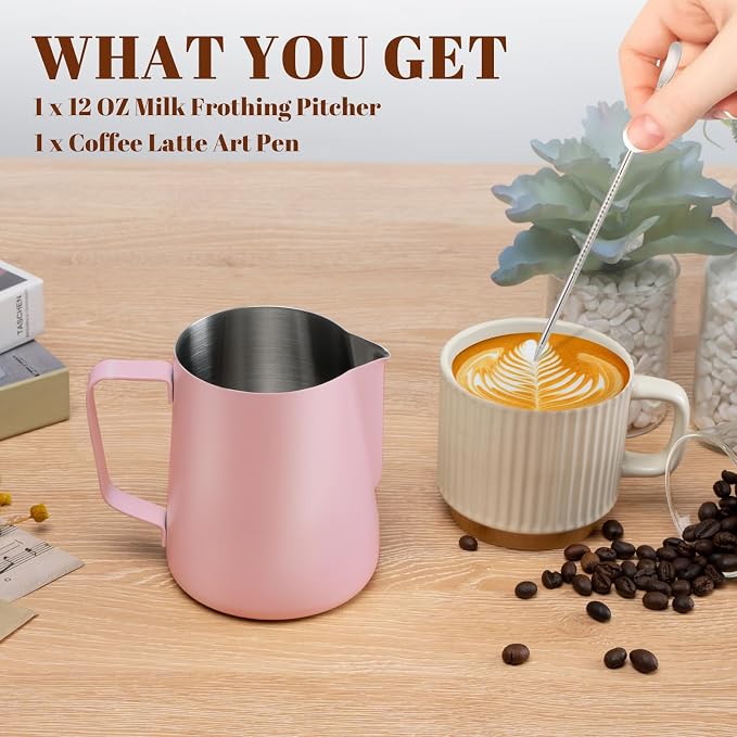 Amrules Milk Frothing Pitcher, 12 oz Milk Frother Cup - Image 3