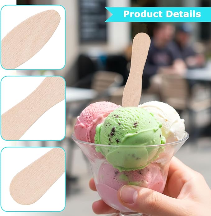 HANSGO 300PCS Small Wooden Spoons, Mini Single-Use Dessert Tasting Spoons - Image 4