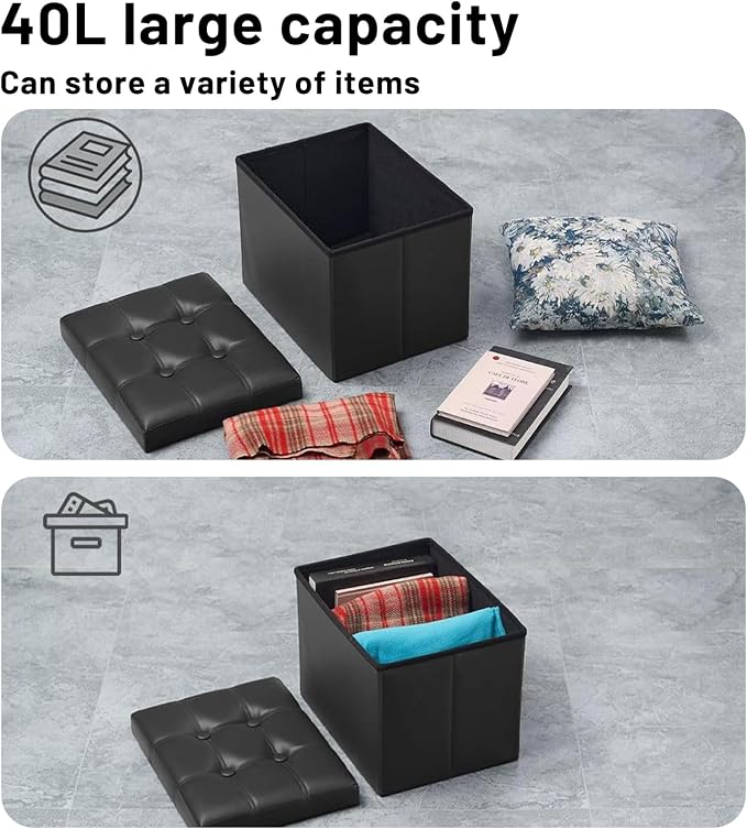 Bsketa Storage Ottoman Foot Rest Stool, Small Leather Storage Ottomans Bench - Image 6