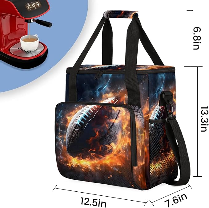Football Rugby Sports Coffee Maker Carring Bag, Large Insulated Storage - Image 2
