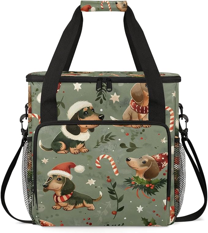 Cute Christmas Dogs Coffee Maker Carring Bag, Large Insulated Storage Organizer by Home