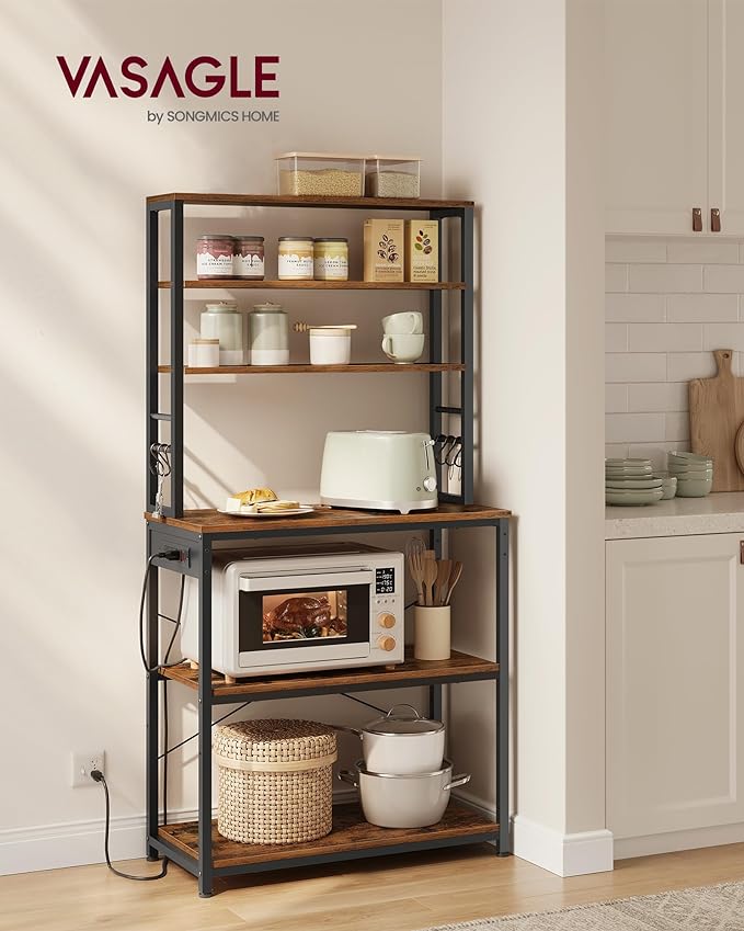 VASAGLE Bakers Rack with Power Outlet, 31.5 Inches Coffee Bar - Image 2