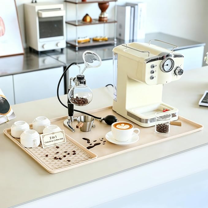 2 In 1 Extra Large 16"x28" Silicone Coffee Bar Mat Accessories by CAKETIME