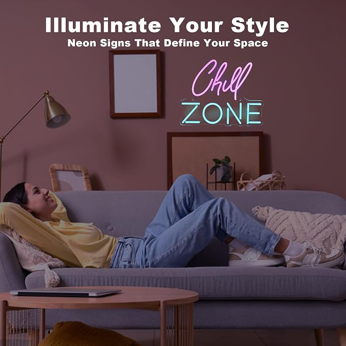 Chill Zone Neon Signs for Wall Decor Dimmable LED Neon Light USB Powered Light - Image 3