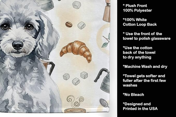 Caroline's Treasures Miniature Silver Poodle Coffee Bar Kitchen Towel Velour - Image 4