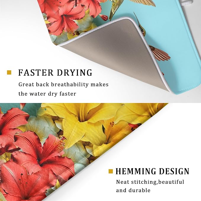 Kawani Hummingbirds Floral Dish Drying Mat - Image 2