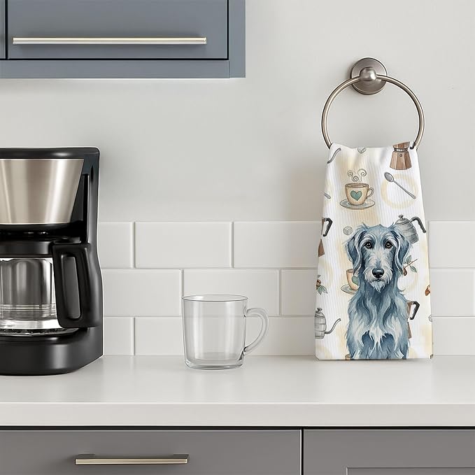 Caroline's Treasures Blue-Gray Scottish Deerhound Coffee Bar Kitchen Towel - Image 3