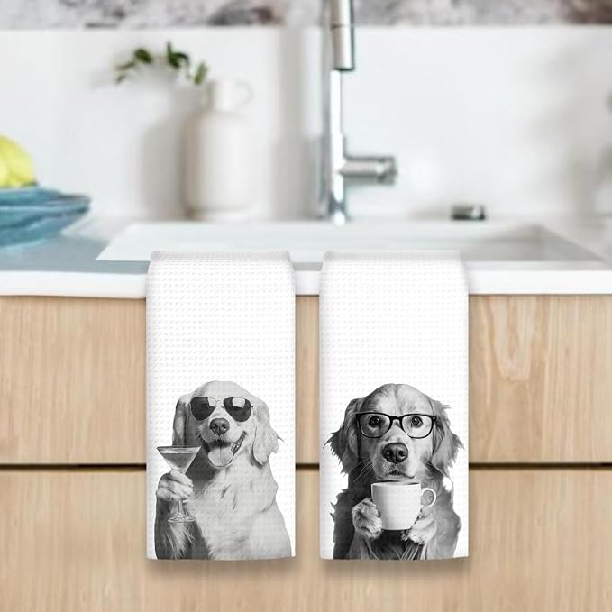 Golden Retriever Gifts Dog Kitchen Towels Set of 2, Funny Golden Retriever - Image 6