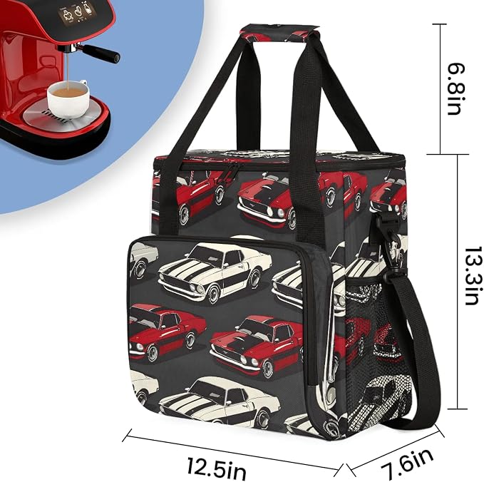 Cool Cars Coffee Maker Carring Bag, Large Insulated Storage Organizer Case Tote - Image 2