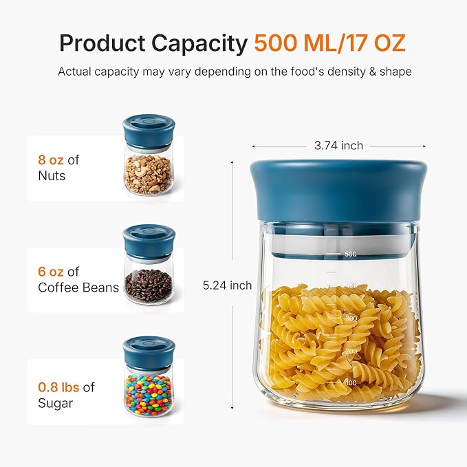Airtight Glass Jar with Rotary Lid, 17oz Borosilicate Glass Storage Container - Image 8