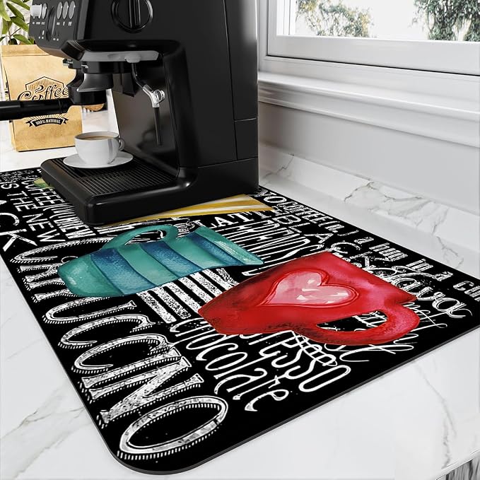 Coffee Mat, Absorbent Bar Mat for Maker and Espresso Machine Countertop by Wakasui