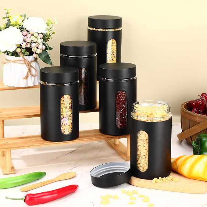 Patelai 6 Pack Kitchen Canisters Set Airtight Stainless Steel Canister Food - Image 4