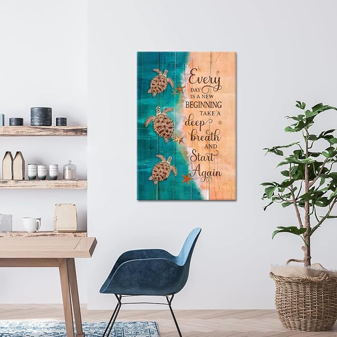 Sea Turtle Wall Art Farmhouse Bathroom Wall Decor Rustic Ocean Animal Theme - Image 2
