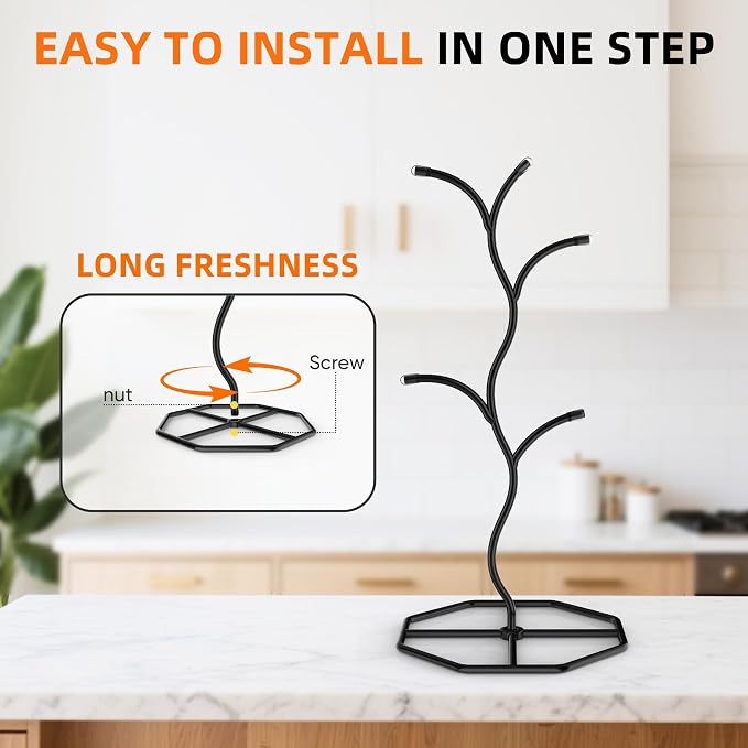 Beesini 2 Pack Coffee Mug Holders Tree, Metal Mug Holder, Decorative Mug Rack - Image 4