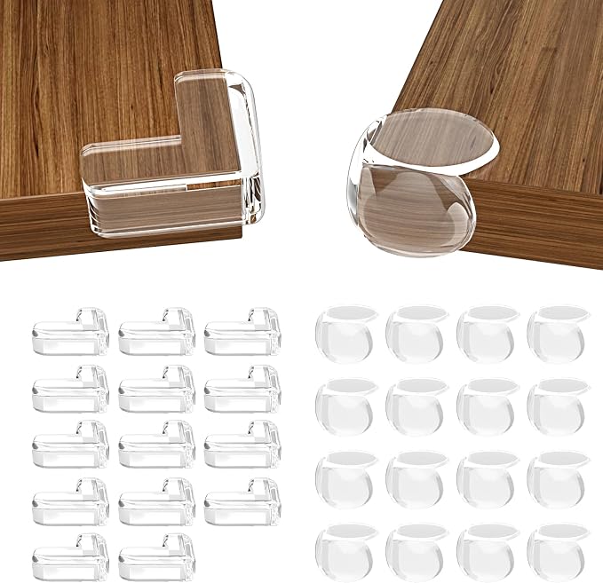 30 Pack Clear Baby Corner Protectors, L-Shaped & Spherical Furniture Edge Guards by SUTOUG